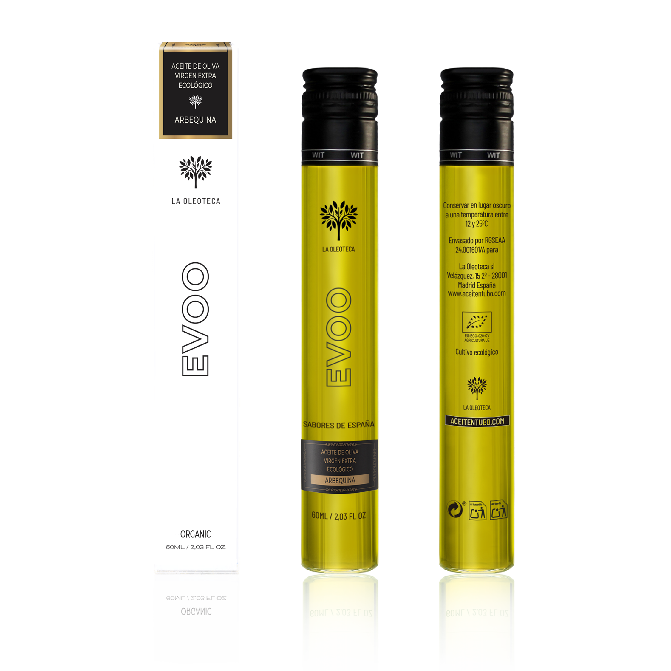 Aceite Ecológico Arbequina en tubo de 60ml